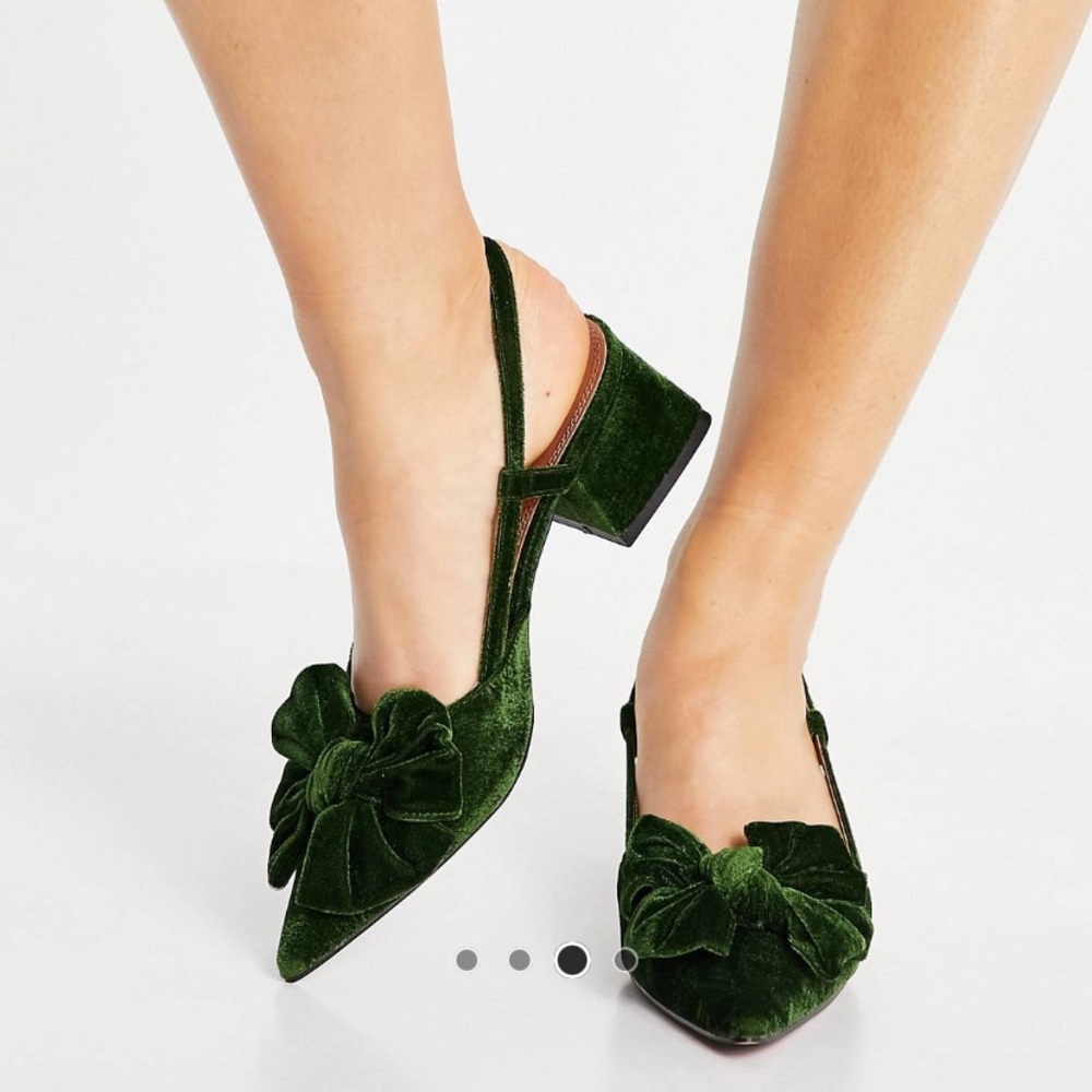 ASOS Green velvet block heels